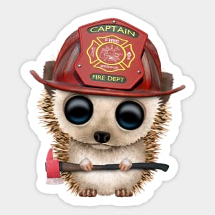 Cute Baby Hedgehog Firefighter Sticker